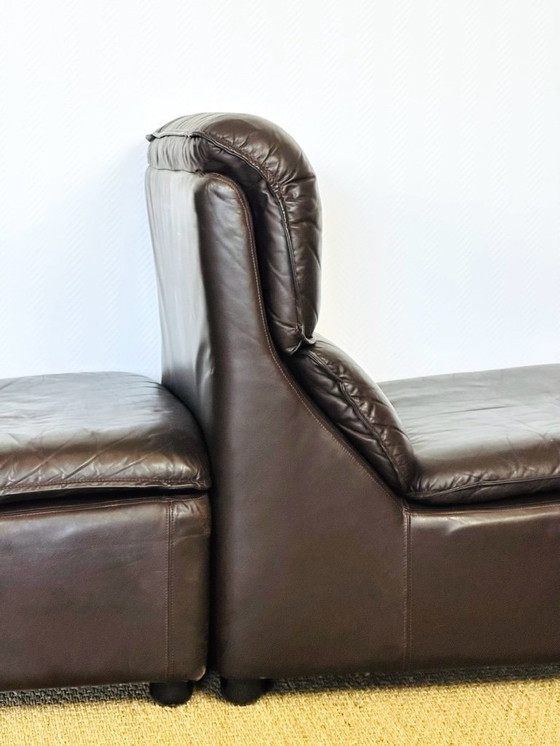 Image 1 of Modulaire bank en vintage leren fauteuil, Duitsland, 1970, set van 4