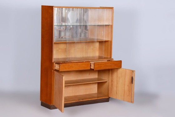 Restored Art Deco Display Cabinet, Oak and Glass, Czech, 1940s – Jitona, Metal (photo 4 of 15)