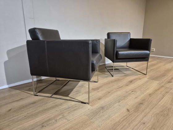 Image 1 of 2x Bert Plantagie Pallas - Armchairs - Brown - Leather - ZGAN