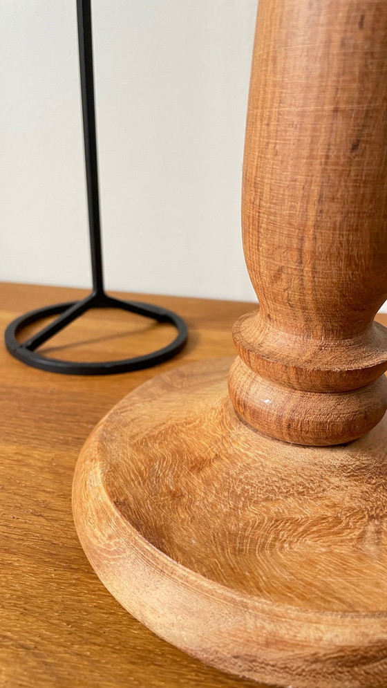 Image 1 of Trio van Teak en Vintage Stalen Kandelaars