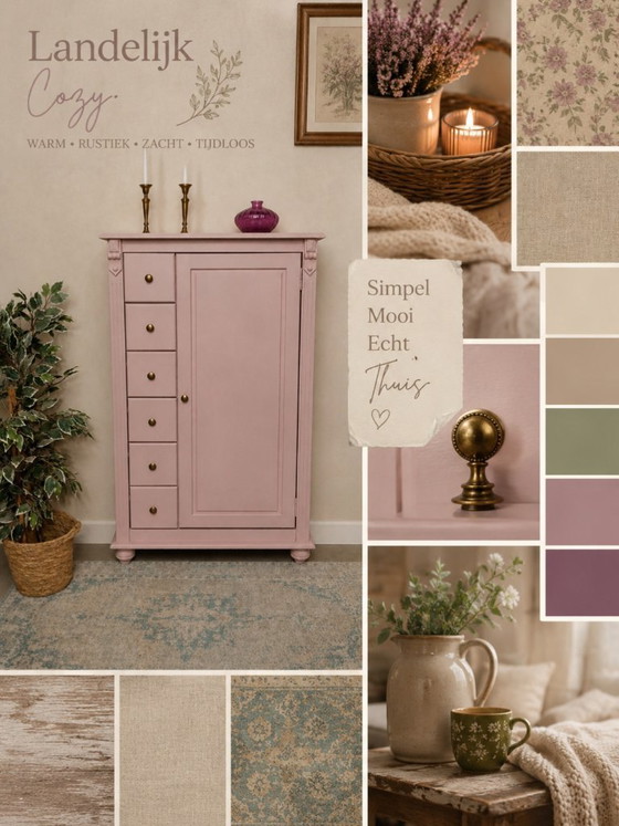 Image 1 of Powder pink pine lard cupboard, maid's cupboard, buffet cabinet
