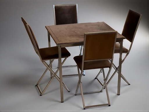 Folding bridge games table and chairs, Christian Dior Vintage, Italy 1970