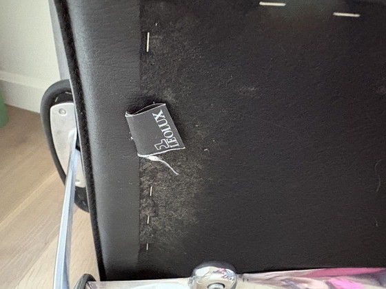 Image 1 of Eetkamer stoelen zwart leer/chroom 2x