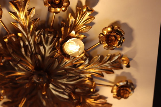 Image 1 of Plafonnier/applique murale florale dorée florentine – 42 cm par Illuminazione d'Arte S.N.C.