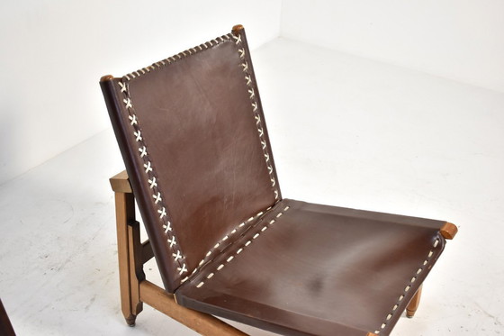 Image 1 of Paar lederen loungestoelen met kruk van Arte Sano, Columbia 1960