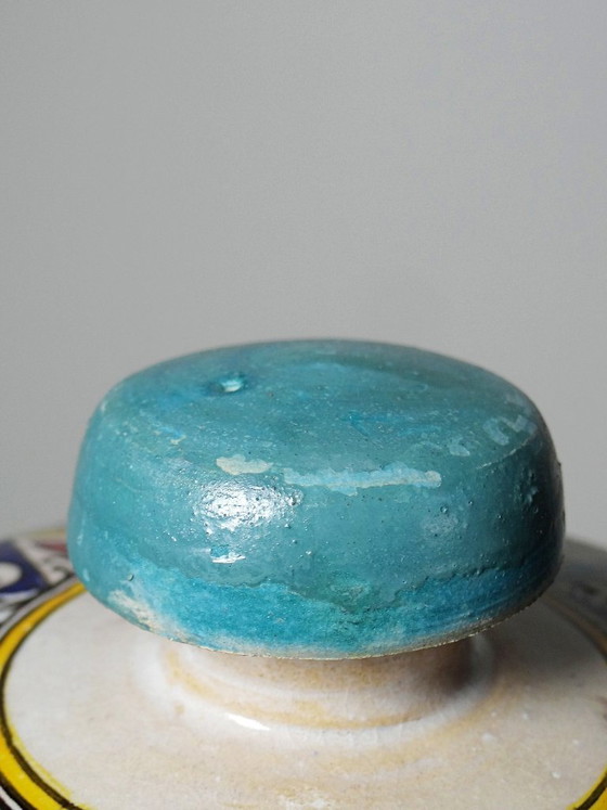 Grote oude Fes Jobbana van polychroom faience, Marokko 20e eeuw – Vintage, Decoratieve objecten, Ceramic (photo 12 of 15)