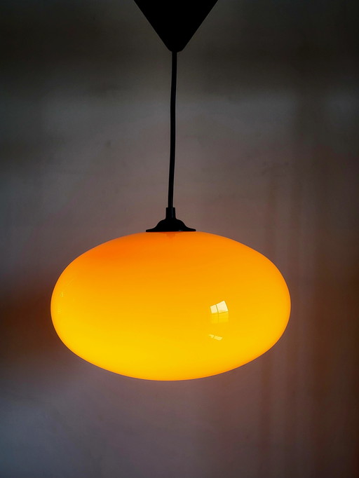 Vintage oranje opaline glazen hanglamp, vermoedelijk jaren 80