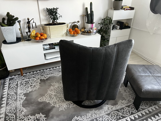 Image 1 of Poltrona lounge in pelle Rolf Benz Torino BMP, poltrona a orecchioni regolabile