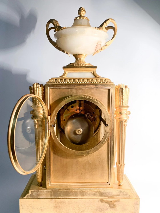 Raingo Frères Louis XVI Style Alabaster and Gilt Bronze Table Clock, 19th Century, Decorative Objects, Gold (photo 15 of 15)