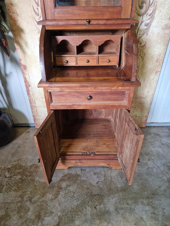 Image 1 of Teak display cabinet or sideboard. Whiskey bar. Dimensions: 54x50cm and 210cm high.