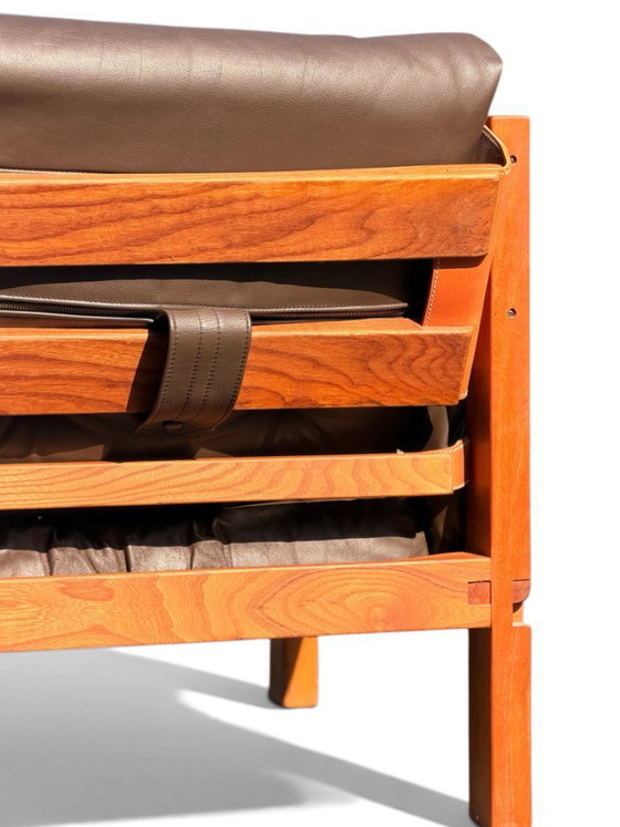 Auténtico conjunto de salón Pierre Chapo: sofá S32 y sillón S15 - Olmo y cuero (años 60) – Zona de estar (photo 19 of 23)