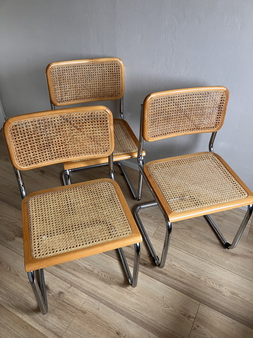 Marcel Breuer S32 Webbing Chairs, Three Pieces