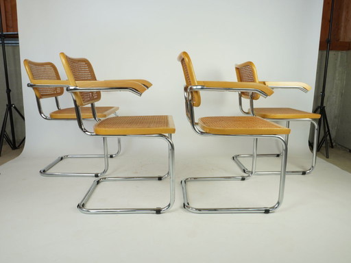 4x Marcel Breuer Stil B64 Freischwingerstühle Vintage Design