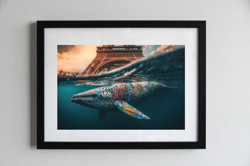 Fotografia stampata e incorniciata / cornice decorativa / Edizione limitata / Firmata / Parigi sott'acqua