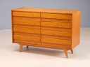 Vintage Tsjechische ladekast U-453 van Jiří Jiroutek, jaren 60, eiken fineer, 110 x 45 x 77 cm