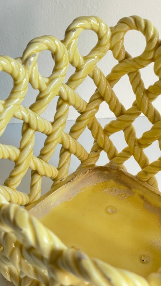 Image 1 of Vintage Woven Earthenware Plant Pot