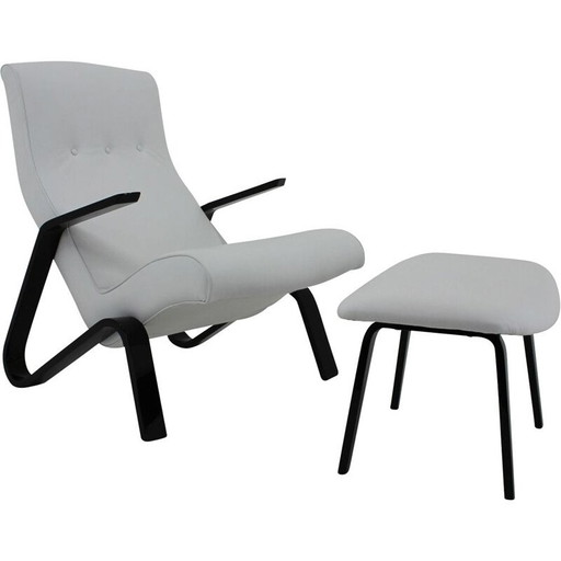 Sillón y reposapiés Grasshopper vintage de Eero Saarinen para Knoll, década de 1950