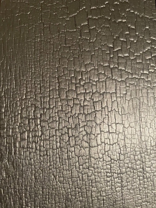 Hardwood brutalist Japandi style side table in black coal