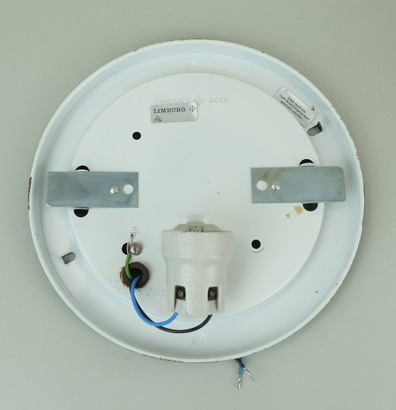 Image 1 of glashuette limburg applique o incasso in vetro con anello in ferro 1960s 70s