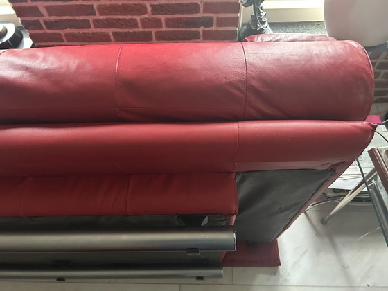 Rolf Benz 6500 Tweezitsbank Rood Leer – 2 zitsbanken, rvs (photo 16 of 22)