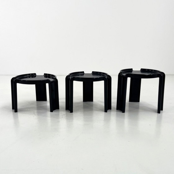 Image 1 of Set zwarte bijzettafels van Giotto Stoppino voor Kartell, jaren 70.