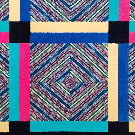 Image 1 of Tappeto geometrico in lana "Square" di Ottavio Missoni, anni '90. Eccezionale esempio di design postmoderno italiano.