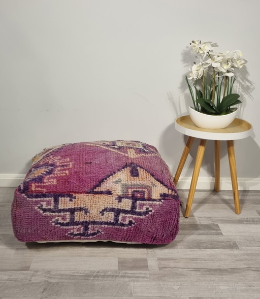 Tabouret berbère marocain violet,Tabouret laine vintage