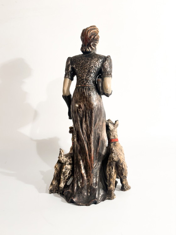 Ceramic Sculpture of a Lady with Fox Terrier by Ceramiche Mollica, 1940s (photo 5 of 9)