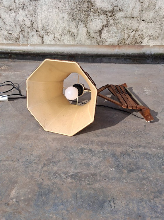 Image 1 of Originale Scherenlampe aus Holz, 1950.