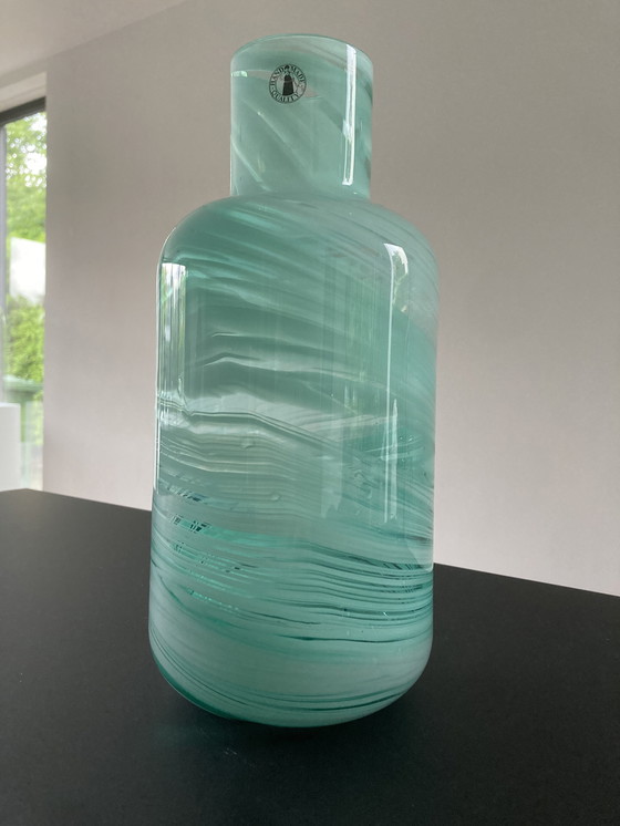 Image 1 of Mouth-blown vase in turquoise by Iina Vuorivirta