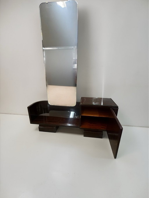 Streamline - Art Deco dressing table with beveled mirror and walnut burl veneer – Germany 1940s / 1950s