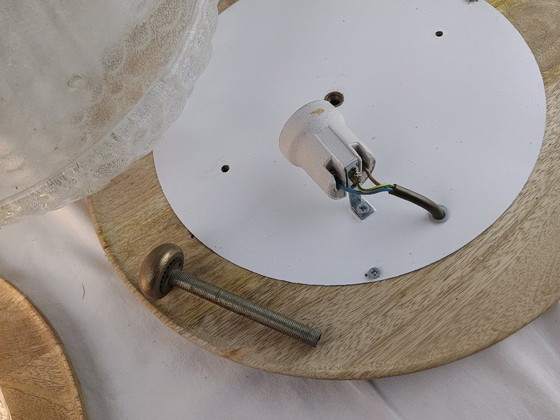 Image 1 of Set van twee vintage Murano glazen wandlampen met achterplaten van exotisch hout uit de jaren 60.