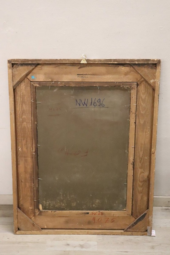 Image 1 of Olieverfschilderij op karton, Jonge schilderes met kardinaal, Italië, 19e eeuw