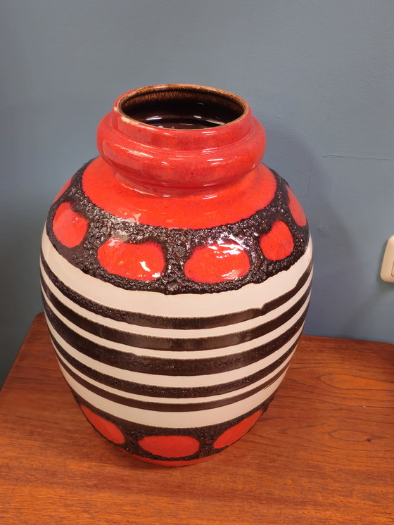 Image 1 of Zeldzame West Germany Scheurich Vloervaas  Rood