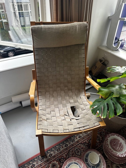 Vintage Deense Fauteuil - Ter Restauratie – Canvas, Wood
