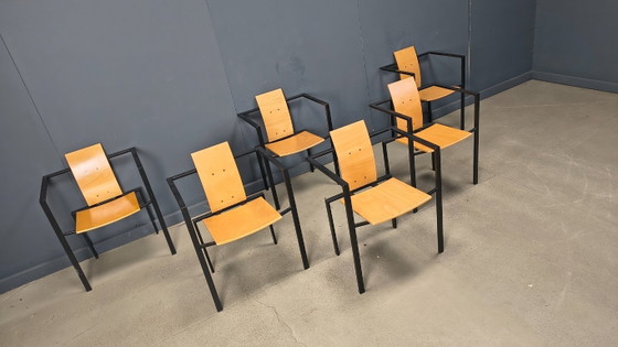 Image 1 of Postmoderne eetkamerstoelen van Karl Friedrich Förster voor KFF, jaren 80, set van 6