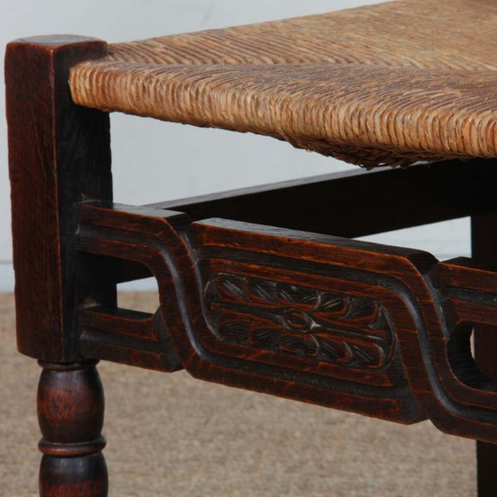 Image 1 of Ensemble de 4 chaises paillées en bois massif, travail français, 1940