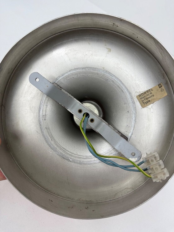 Image 1 of Mid-century design honsel oranje space age schijflamp , jaren 1970 toegeschreven aan Charlotte Perriand voor les arcs