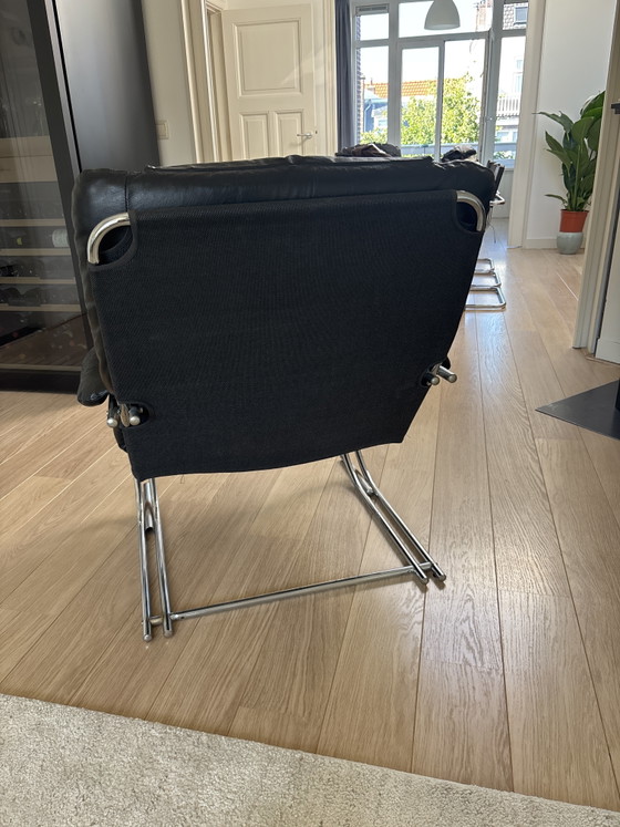 Fauteuil inclinable/salon vintage en cuir avec structure chromée – Chrome, Leather (photo 3 of 5)