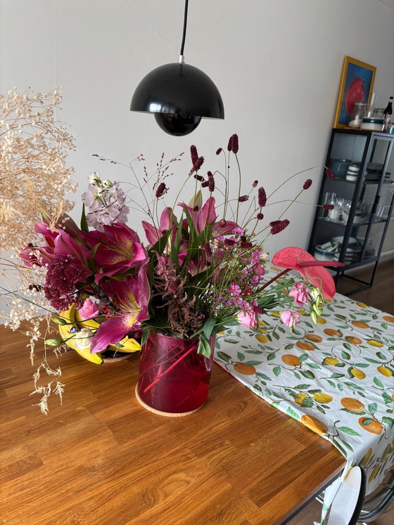 Image 1 of Grote eiken eettafel met stalen frame (200x95 cm)