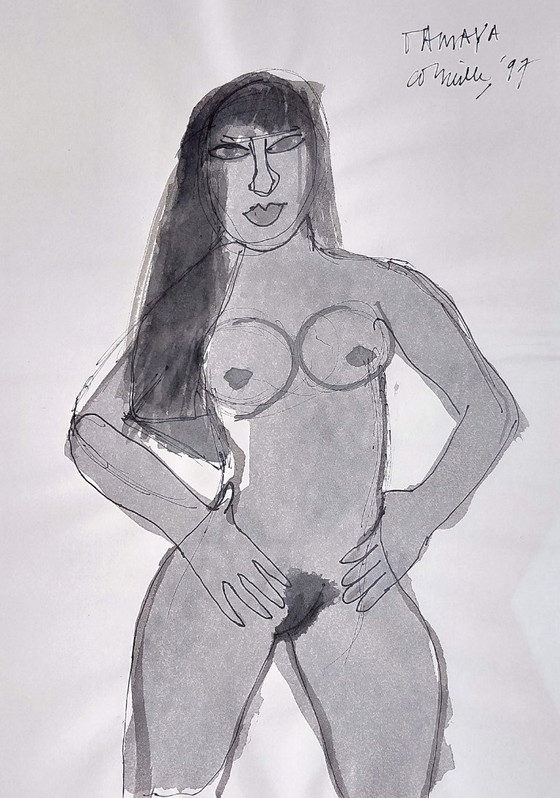 Image 1 of Corneille - Tamaya, mixed media on paper (beautifully framed)