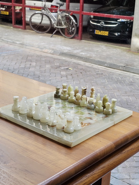Image 1 of Vintage Onyx Chess Set Chessboard Chess Set Marble