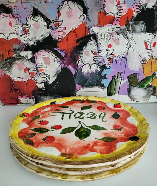 3 Handmade Pizza Plates from Italy.