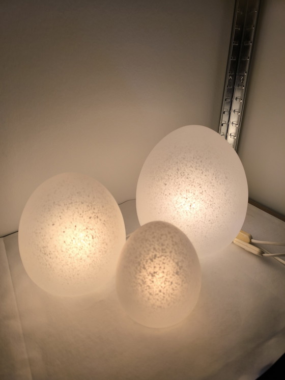 Image 1 of Lot de 3 lampes vintage en verre Clichy Egg