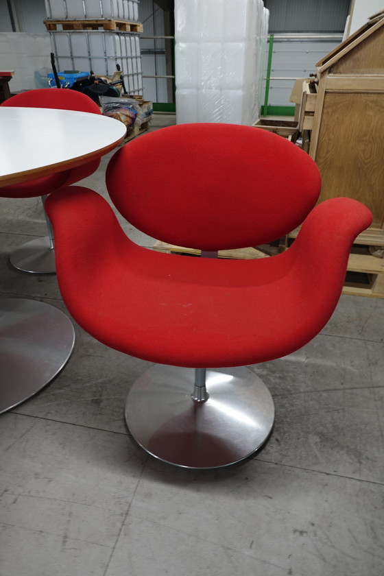 4 Artifort « Little Tulip » Poltrone Girevoli + Tavolo – Set da pranzo, Textile, Aluminium (photo 3 of 5)