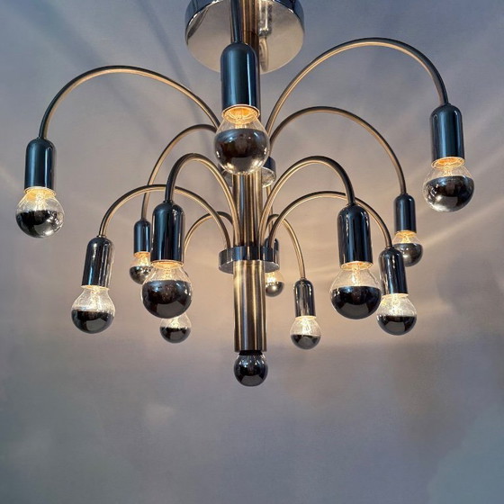 Image 1 of Lampada da soffitto vintage in ottone cromato di Sciolari, anni '70