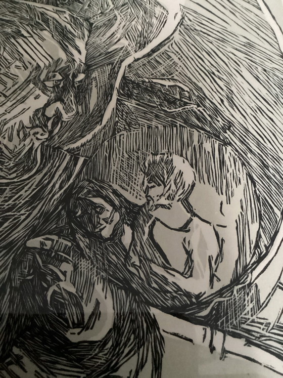 Xilografía original de Bernard Buffet. “ Dorian Gray “ ( 1977 ) Firmada., Arte, Vidrio, Papel, Negro (foto 2 de 9)