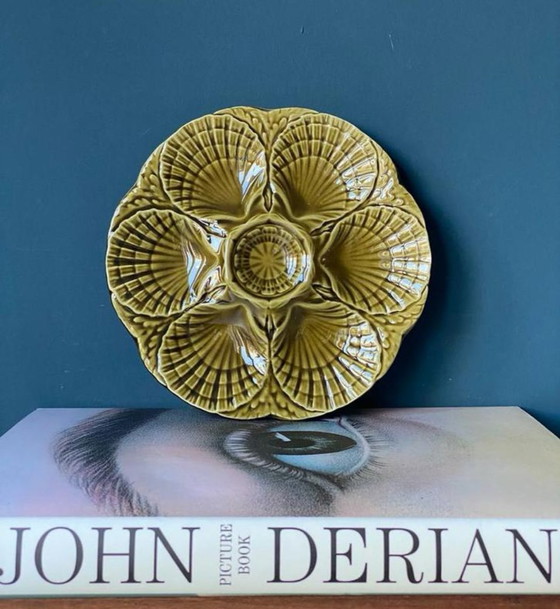 Image 1 of Sarreguemines set of 4 vintage oyster plates