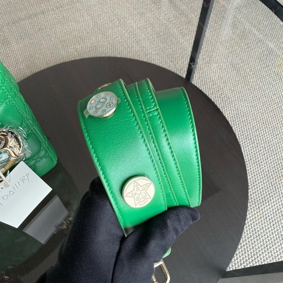 Image 1 of DIOR LADY SMALL FLAP - CANNAGE LAMSLEER GROEN MET GOUDEN BESLAG