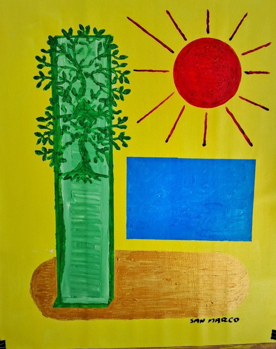 Image 1 of Enzo SAN MARCO - Tropical Golden Beach - Artist canvas